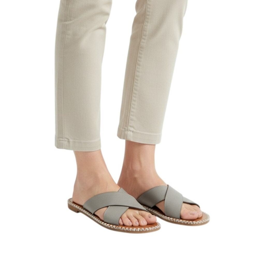 Antelope Gray Crisscross Femi Leather Women Sandals, 38/US8